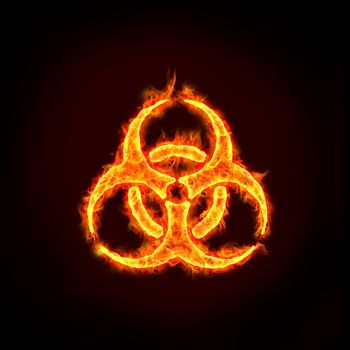 a burning biohazard sign with flames, for concepts.