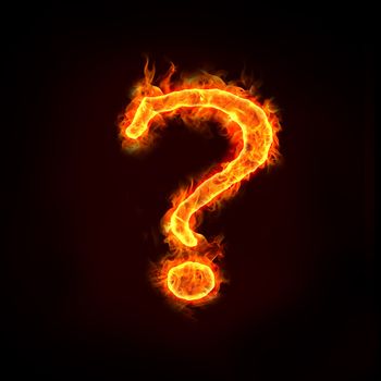 question mark in flame, for concept usage.