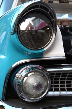 headlights on a classic vintage automobile