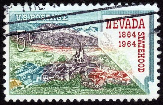 USA - CIRCA 1964: A stamp printed in the USA shows Nevada statehood, 1864-1964, circa 1964