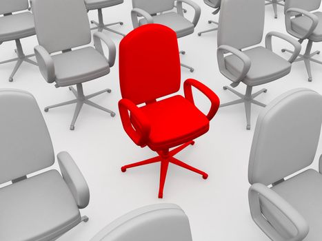 A red chair on a white background