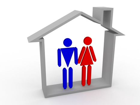 The man and the woman in the house