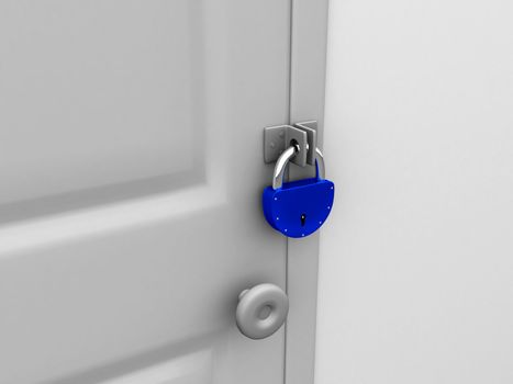 The door closed on the blue lock