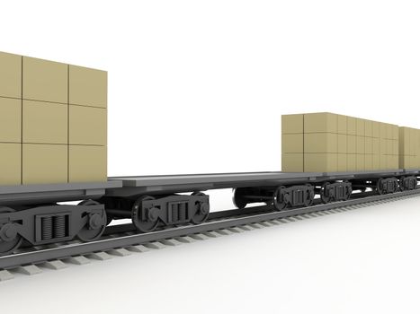Train and the rails on a white background