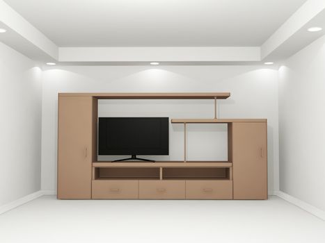 Layout of furniture and a TV in the room
