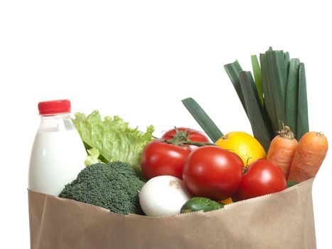 Shopping bag full of fresh vegetables