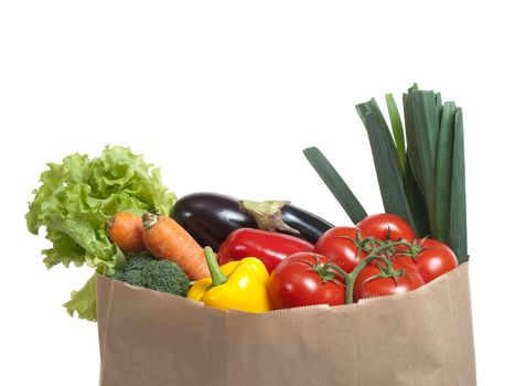 Shopping bag full of fresh vegetables