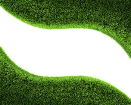 Grass wave frame isolated on white background. 3d render