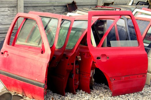 Automobile doors �n a grey background                             