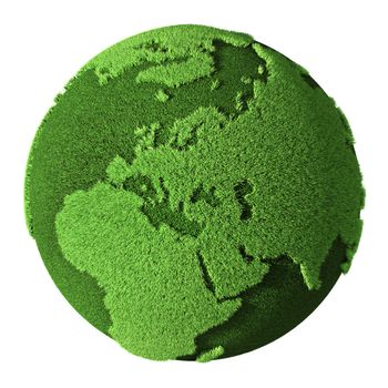 Grass Globe - Europe, isolated on white background. 3d render