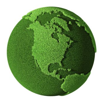 Grass Globe - North America, isolated on white background. 3d render