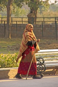 Indian woman walking in the street