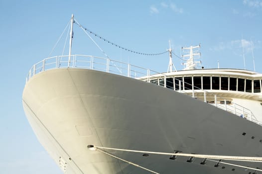 An image of part of big cruise ship.