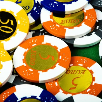 An image of poker chips close-up