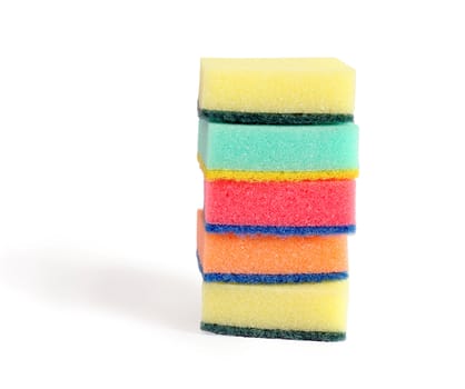 An image of color sponges isolated over white