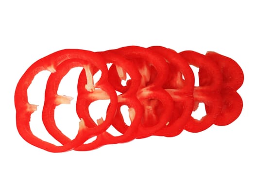 An image of slices of a red paprika