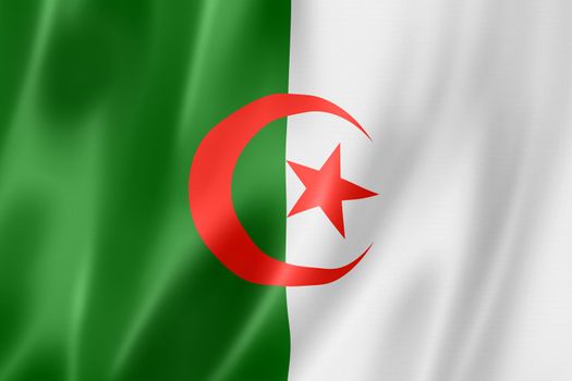 Algeria flag, three dimensional render, satin texture