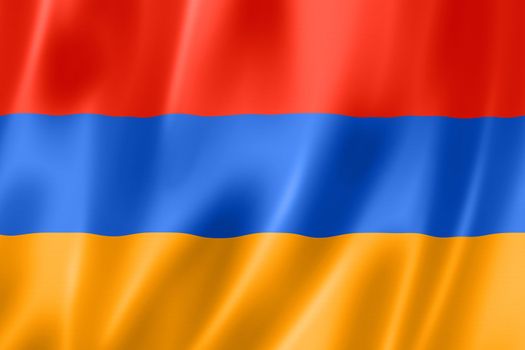 Armenia flag, three dimensional render, satin texture