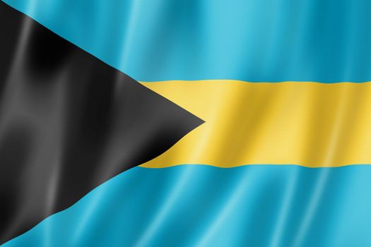 Bahamas flag, three dimensional render, satin texture