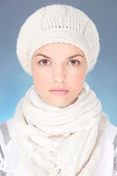 pretty woman with scarf and winter cap