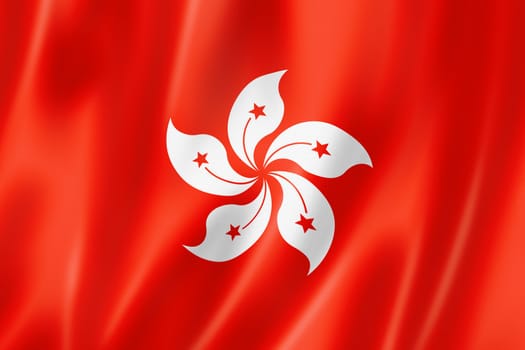 Hong Kong flag, three dimensional render, satin texture