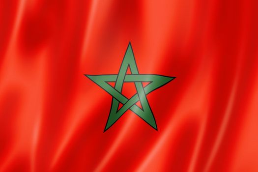 Morocco flag, three dimensional render, satin texture