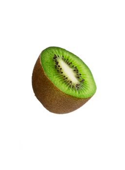 Half a kiwi fruit isolated over white background. With clipping path
