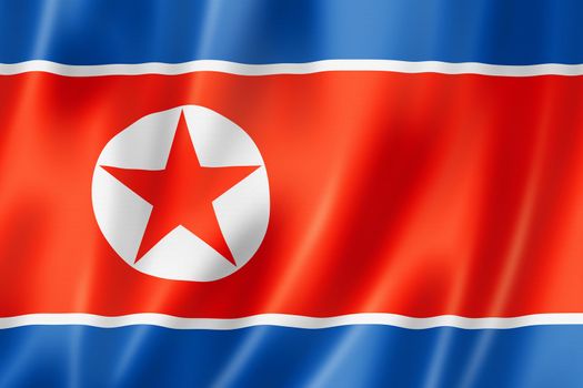 North Korea flag, three dimensional render, satin texture