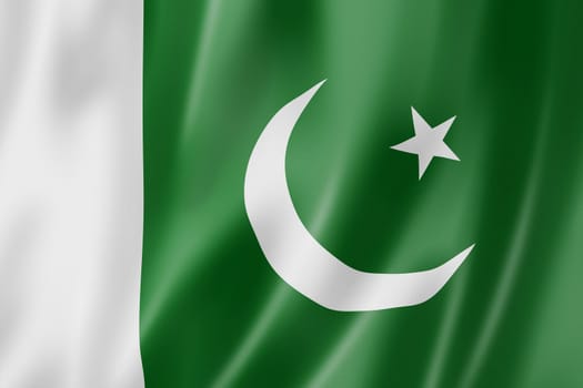 Pakistan flag, three dimensional render, satin texture