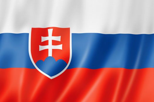 Slovakia flag, three dimensional render, satin texture