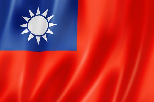 Taiwan flag, three dimensional render, satin texture