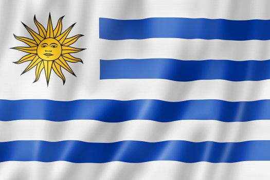 Uruguay flag, three dimensional render, satin texture