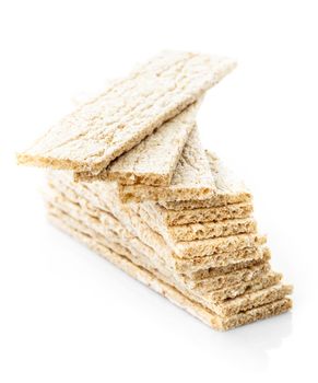 Crispbread - healthy eating for diet, on white backgorund