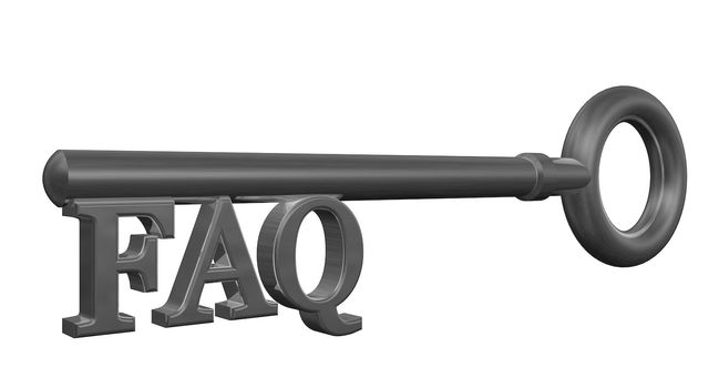 key with faq tag - 3d illustration