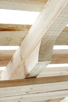 New wooden structure put together from pine boards