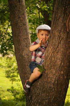 The little boy on walk