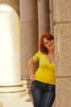 The young cheerful girl on walk