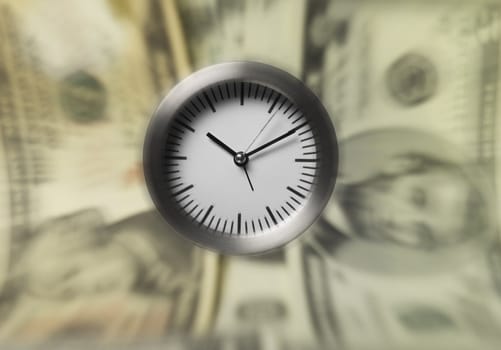 Clock in front of Dollar background