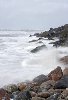 Rocky Coastline with moving waves