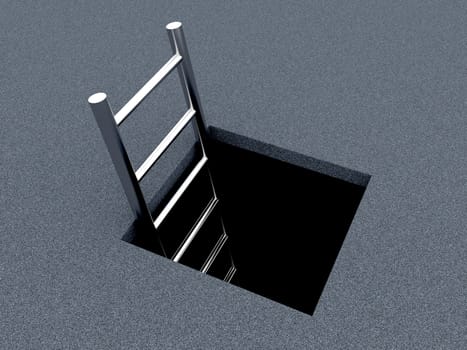 Descend into the darkness of the stairs
