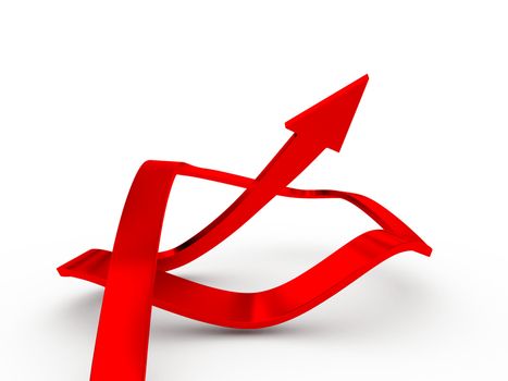 Bright red arrow on a white background