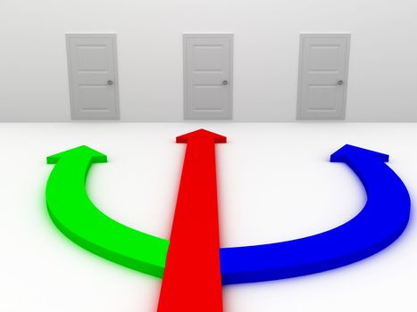 Choose from three directions indicated by arrows