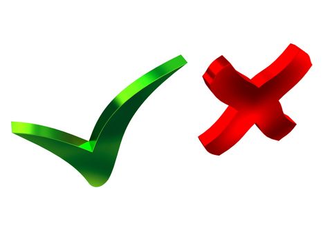 Green and red checkbox on a white background
