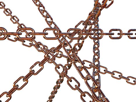 Shiny metal chain on a white background
