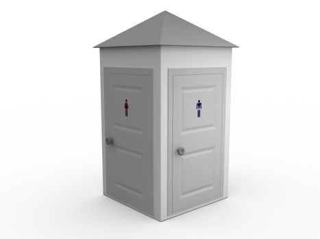 The building of public toilets on a white background