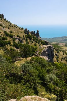 Sunny day on mountain plateau, Crimea, Ukraine