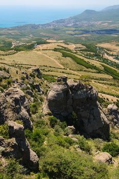 Sunny day on mountain plateau, Crimea, Ukraine