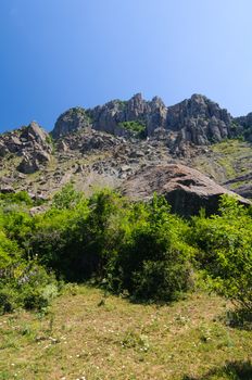 Sunny day on mountain plateau, Crimea, Ukraine