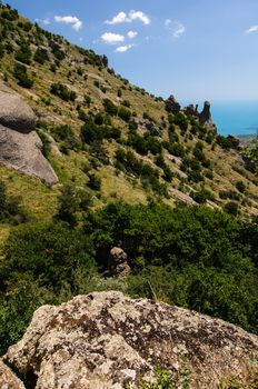 Sunny day on mountain plateau, Crimea, Ukraine