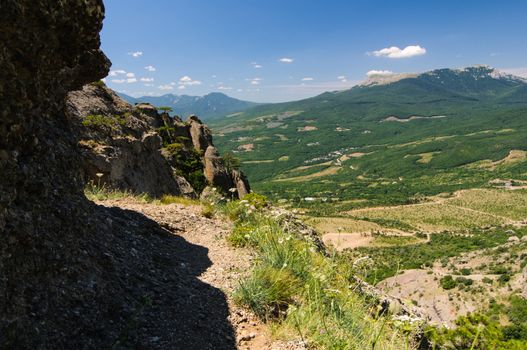 Sunny day on mountain plateau, Crimea, Ukraine